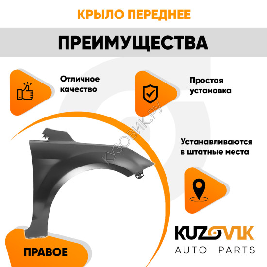 Крыло переднее правое Ford Focus 2 (2008-2011) рестайлинг KUZOVIK